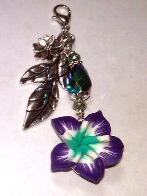 Vape Pen Mod Charm - Flower Bouquet Crystal - Purple AB  -  1 Silicone Ring