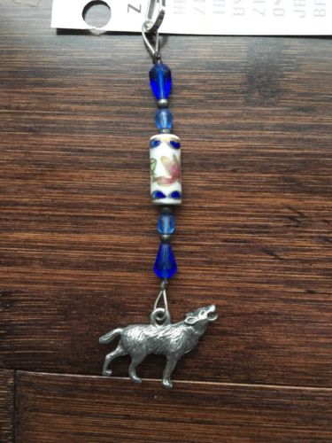 Purse Backpack Charm  Wolf  Zipper Pull  Beads  Made In Alaska