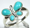 Kingman Turquoise Inlay 925 Sterling Silver Butterfly Ring size 7.5