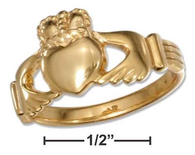 Sterling Silver 18kt Gold Plated Claddagh Heart in Hands Ring