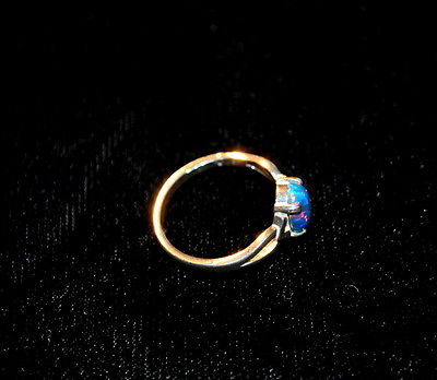New Ring 925 sterling silver ** Blue ** Oval ** Simulated Opal  ** Size 6.5