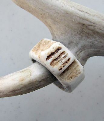 HANDCRAFTED OOAK SHED DEER, ELK ANTLER RING,SIZE  15  1/2  , R-84