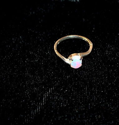 New Ring 925 sterling silver ** white ** Oval ** angle set Simulated Opal Size 8