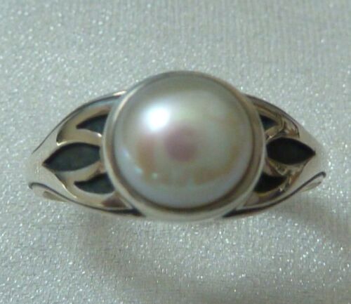 Beautiful Sterling Ring, 8mm Natural Pearl, Size, 6.75 & 8.75 Konder #552