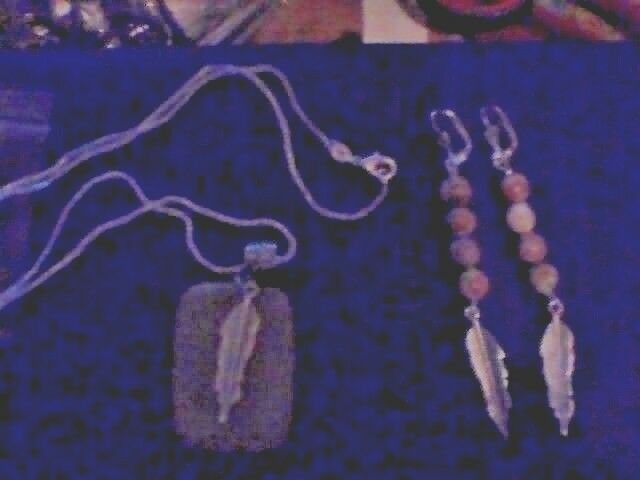 Silver feathers and Jasper Set