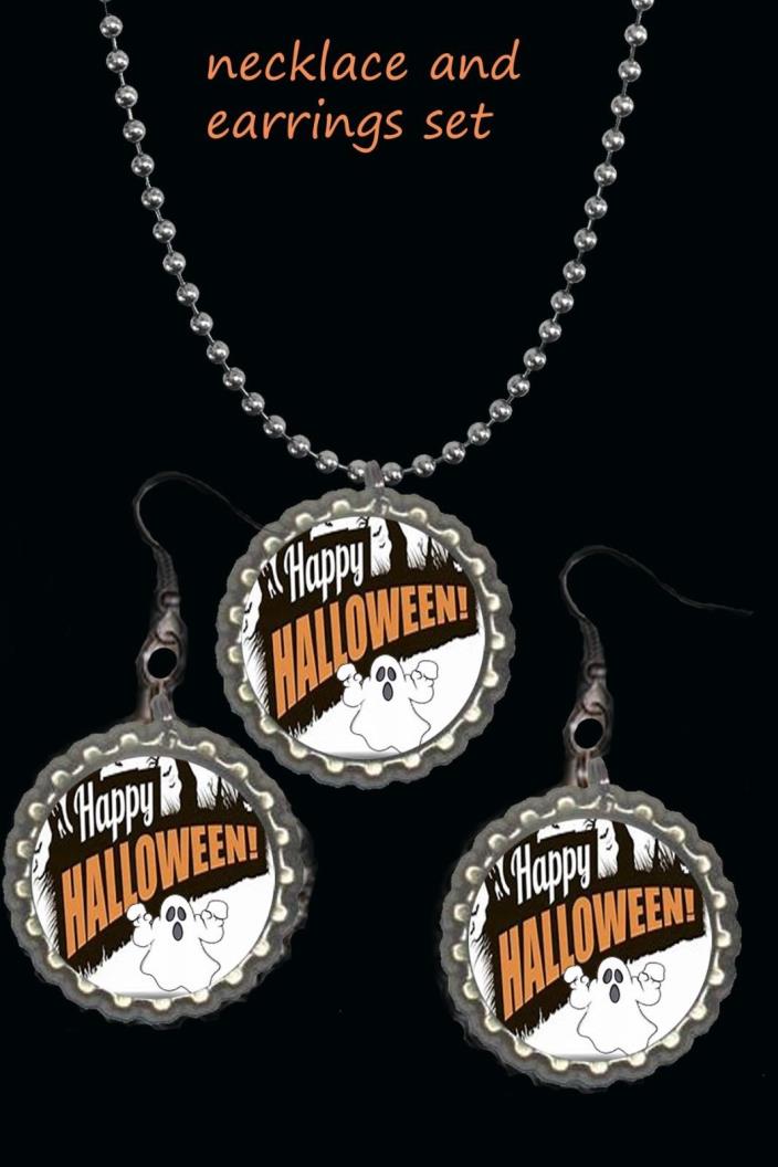 Happy Halloween cute ghost scary earring Earrings and necklace set great gift
