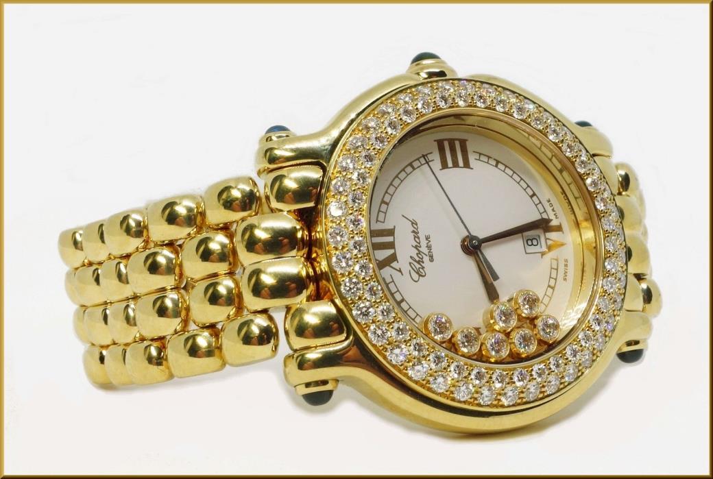 LADY'S 18K GOLD DIAMOND SAPPHIRE SWISS CHOPARD 