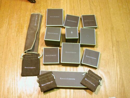 LOT 26 EMPTY ROSS SIMONS BROWN GREEN POUCH PRESENTATION DISPLAY JEWELRY BOXES