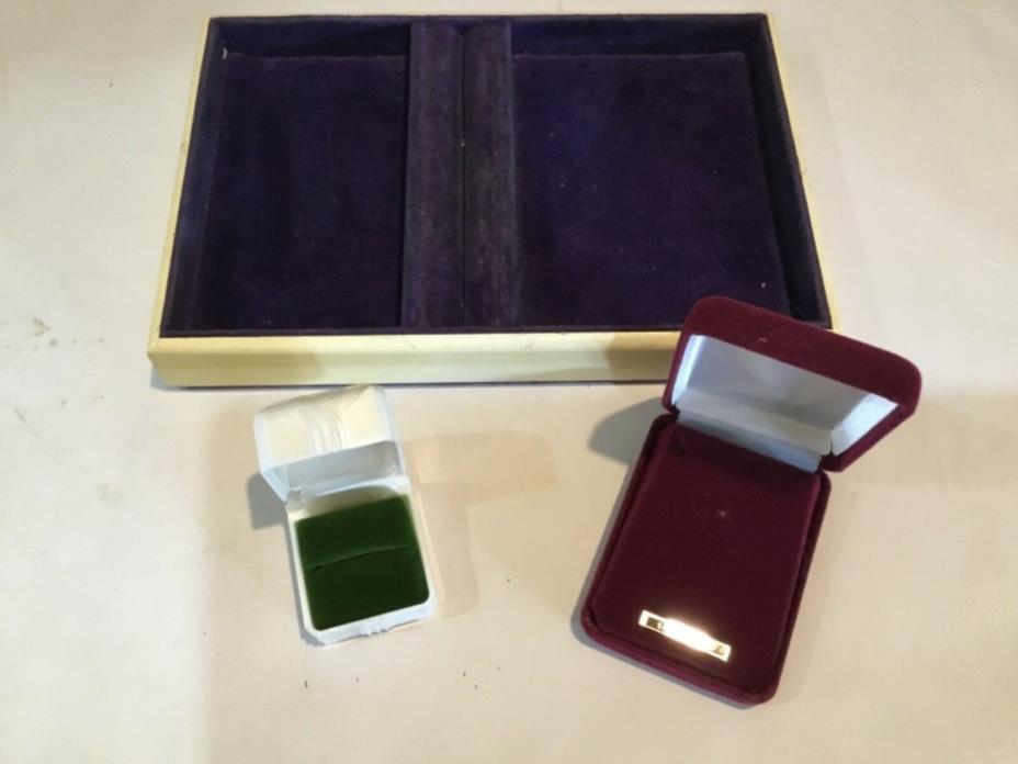 LOT OF (3) VELVET LINED JEWELRY PRESENTATION BOXES