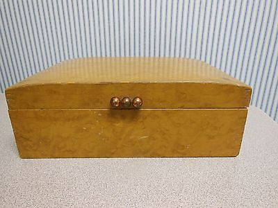 Vintage Solid Wood  Box W/ Dovetailed Corners Jewelry Chest With Mirror