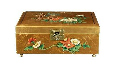 Clementina Jewelry Box in Gold w Birds & Flowers Design [ID 15157]