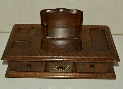Vintage Wooden Men's Dresser Caddy Jewelry Box UCGC Wallet Keys Cuff Links Watch