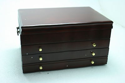 Reed & Barton Athena 664MR Jewelry Chest 5 Lined Drawers Brass Finish Velvet