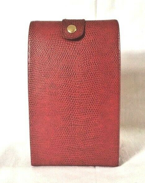 Travel Jewelry Case-Red Snakeskin Faux? Leather Compact Velvety Lining