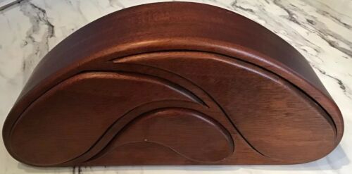 Midcentury Modern Artisan Made Jewlery Box Unique Wood Carved Indiana Made