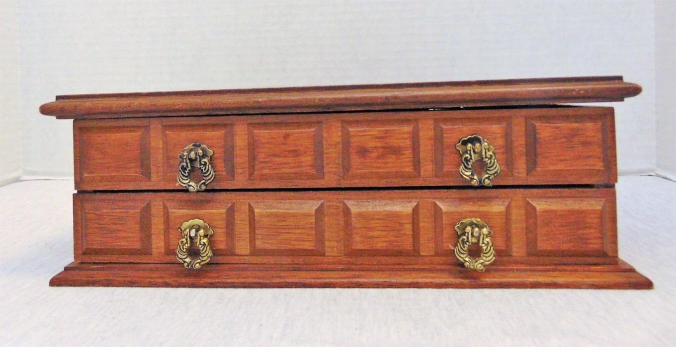Brown Wood Jewelry Trinket Box Storage Organiser With 1 Drawer