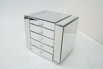 Deco 79 35744 Mirrored 5 Drawer Jewelry Chest 10 x 11in. Reflective CHIPPED