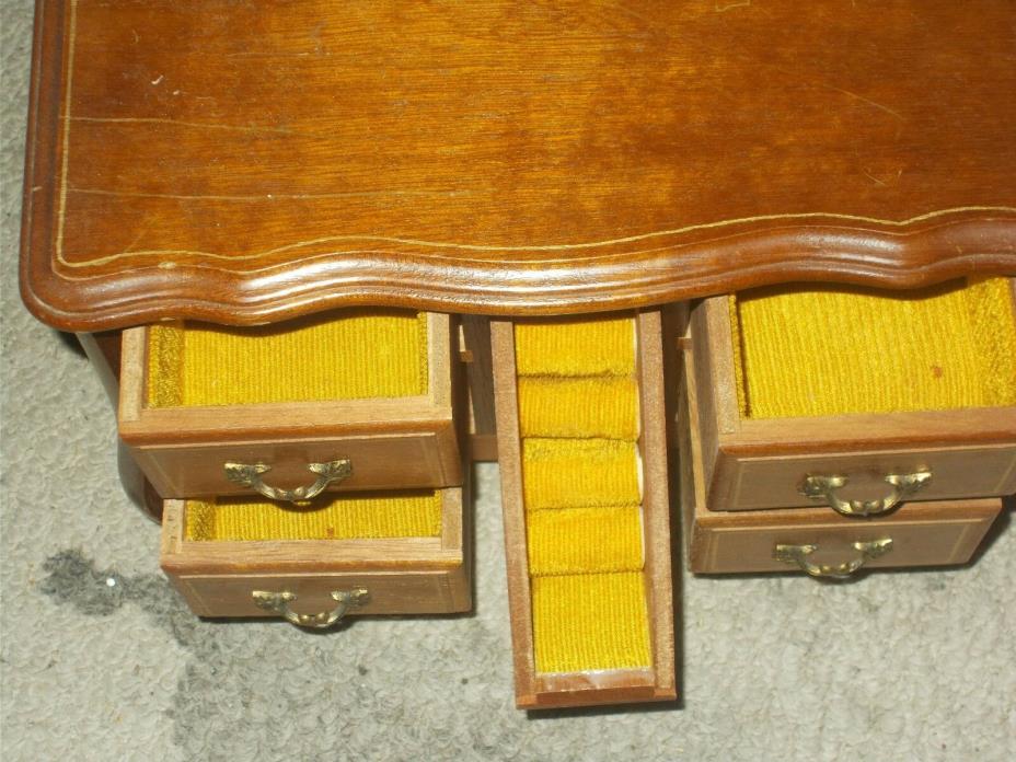 Vintage Wood Musical Jewellery Box On Legs Goodnight My Love Drawers Ring Holder