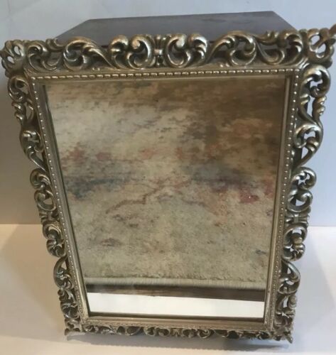 Vintage Table Top Jewelry Box w/Mirror on Front