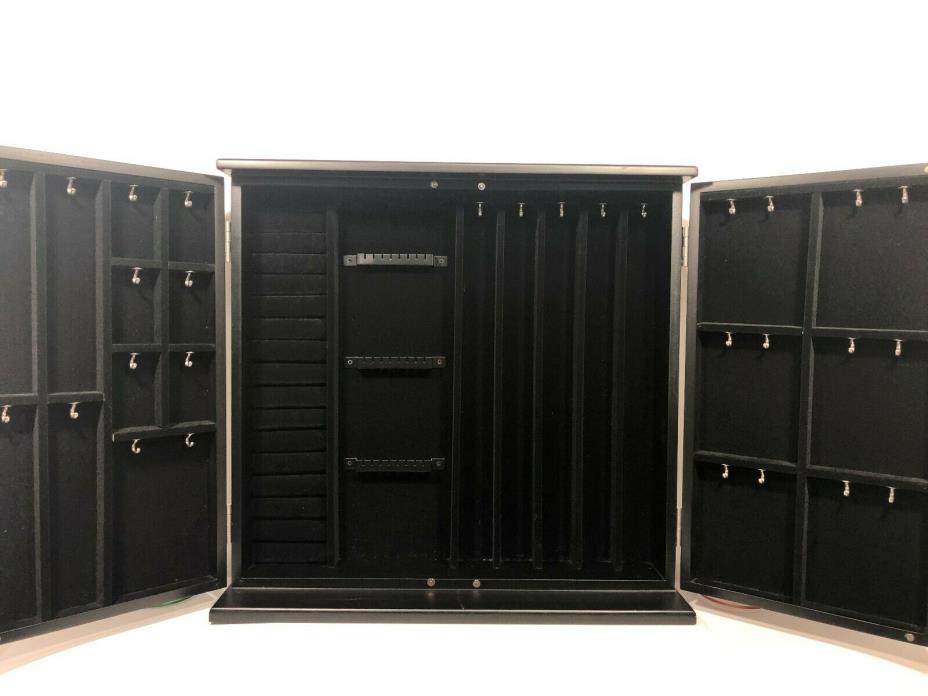 Jewelry Storage Cabinet Mirrored  Makeup Organizer Wood Box
