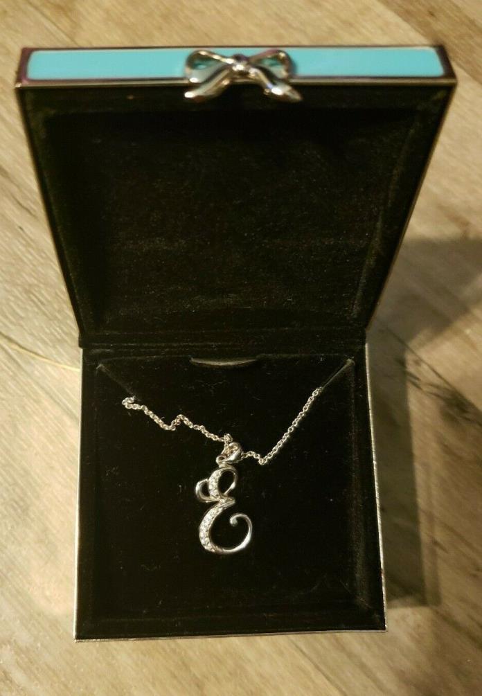 Things Remembered Jewelry Box monogram “E” Gift Sterling Silver Necklace NEW