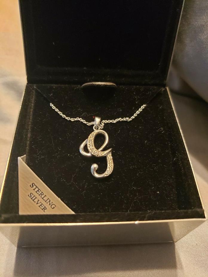 Things Remembered Jewelry Box monogram “G” Gift Sterling Silver Necklace NEW