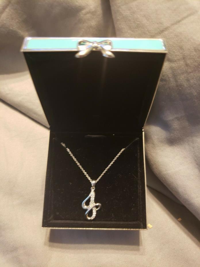 Things Remembered Jewelry Box monogram “J” Gift Sterling Silver Necklace NEW