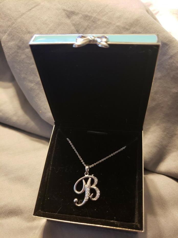 Things Remembered Jewelry Box monogram “B” Gift Sterling Silver Necklace NEW