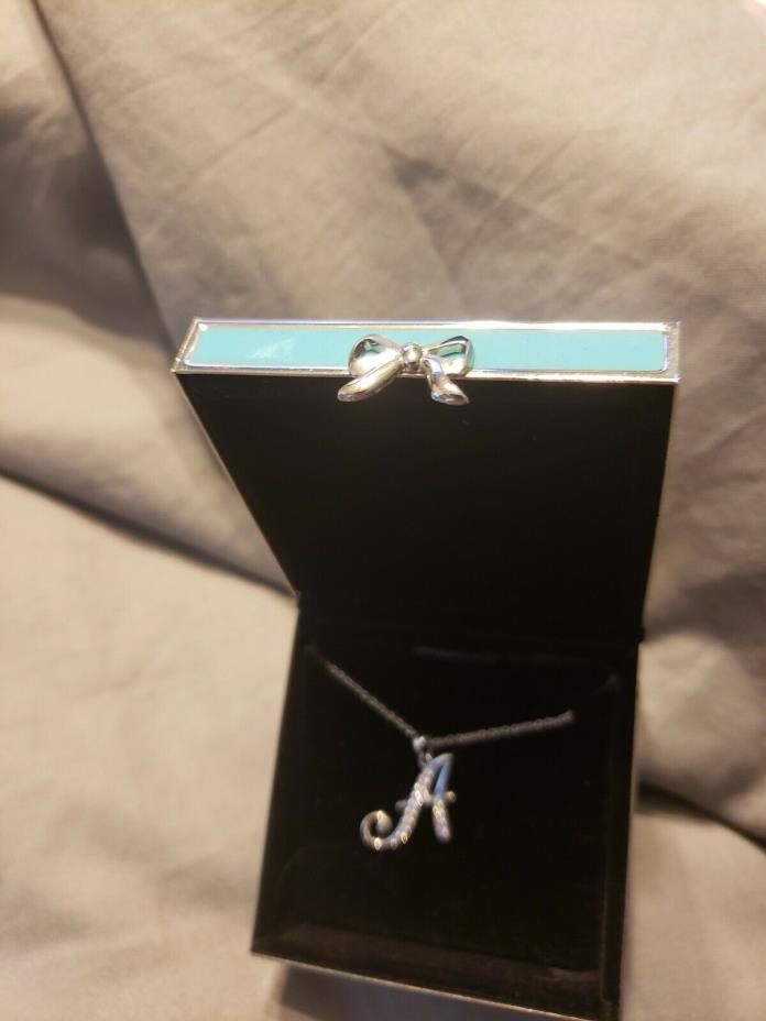 Things Remembered Jewelry Box monogram “A” Gift Sterling Silver Necklace NEW