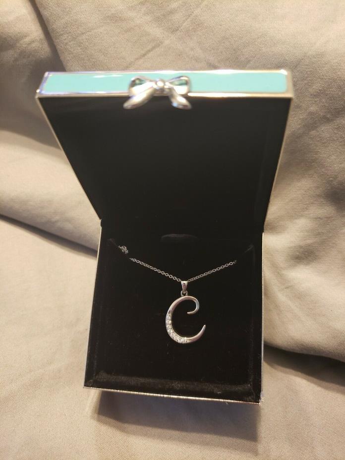 Things Remembered Jewelry Box monogram “C” Gift Sterling Silver Necklace NEW