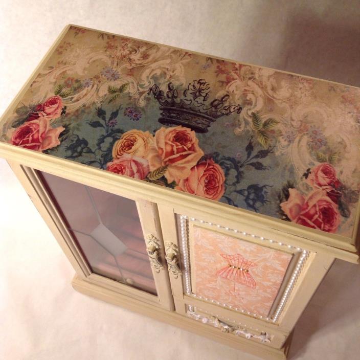 Vintage upcycled wood Jewelry box French paris shabby chic distressed  10