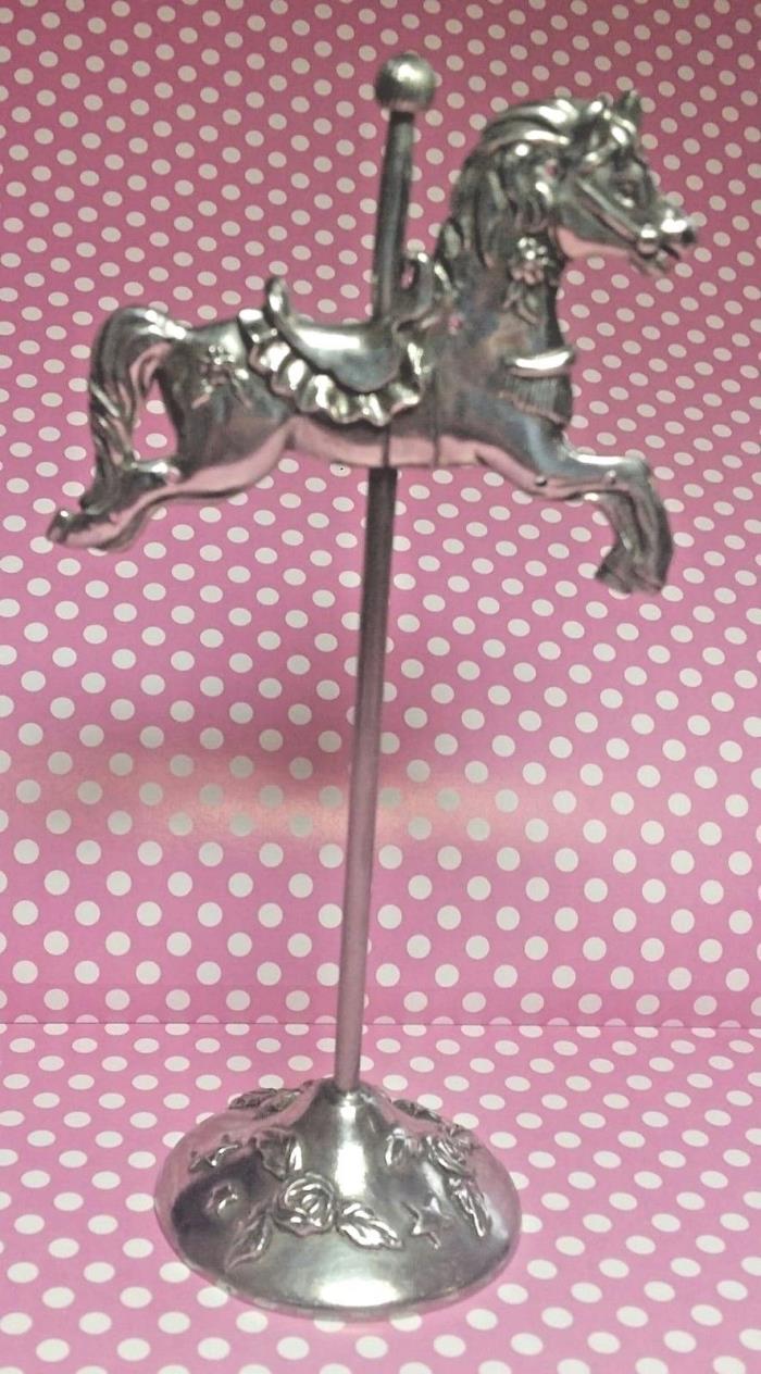VINTAGE STAMPED 1990 SEAGULL PEWTER CANADA HORSE CAROUSEL EARRING HOLDER