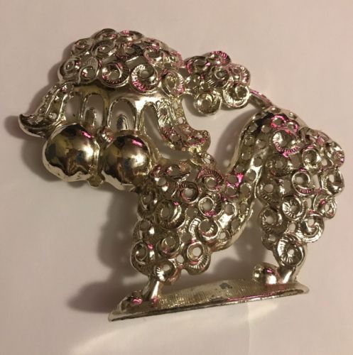 Revere Earring STAND Poodle Jewelry Holder SILVER Tone RETRO VTG Decor