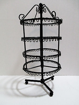 Round Rotating Black Metal Earring Display Stand Jewelry Organizer 12