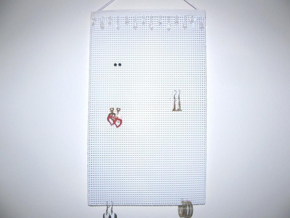 Hanging Earring Holder Organizer   WHITE on WHITE