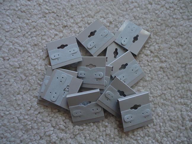 Small Square Plastic Gray Pierced Earrings Display Cards Holders - Lot of 16