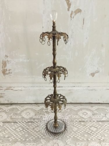 Antique Brass 3 Tier Revolving Earring Stand