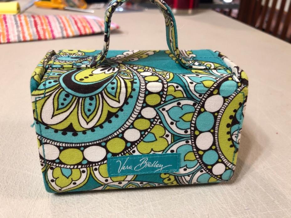 VERA BRADLEY Mini Jewelry Hard Side Green Magnetic Travel Case Purse