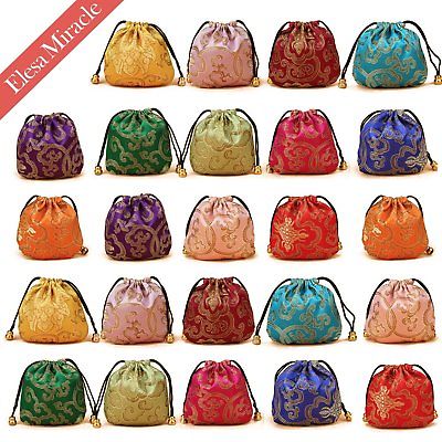 Elesa Miracle 24pcs Silk Brocade Jewelry Pouch Bag Drawstring Coin Purse Gift...