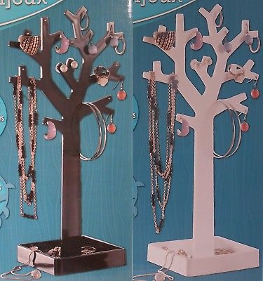 Jewelry Organizer Tree with Tray Holder Black White 2 Colors
