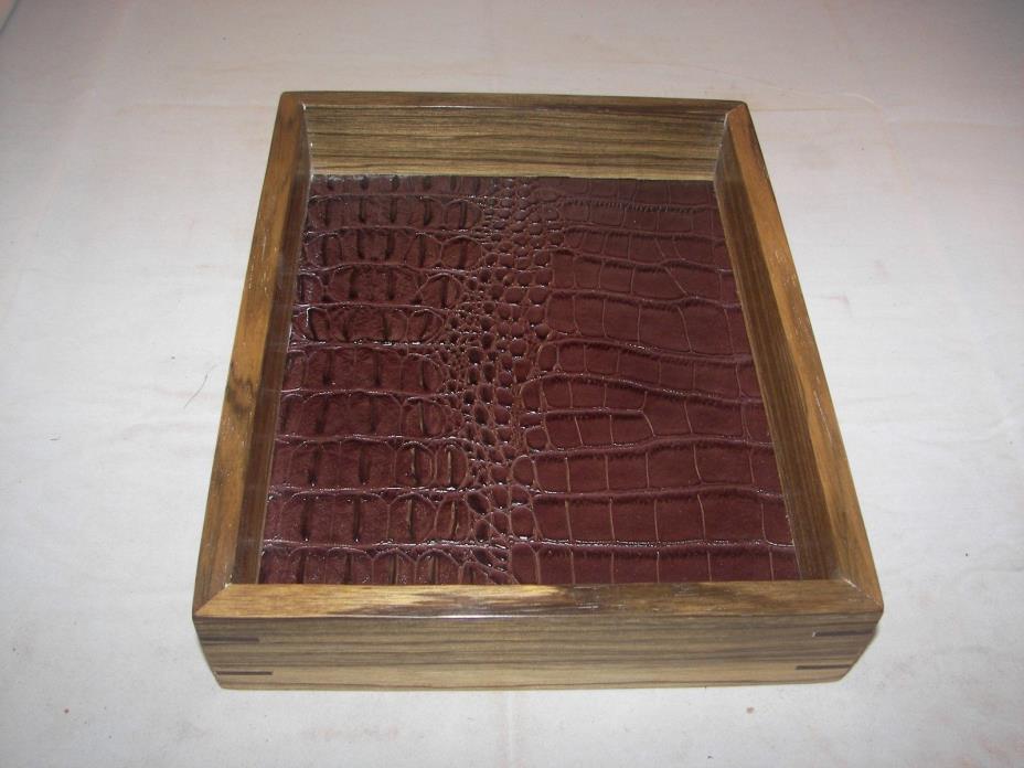Wood Tray / Very Nice Black Limba Tray /Desk Tray with Ebony Splines [100_1938]