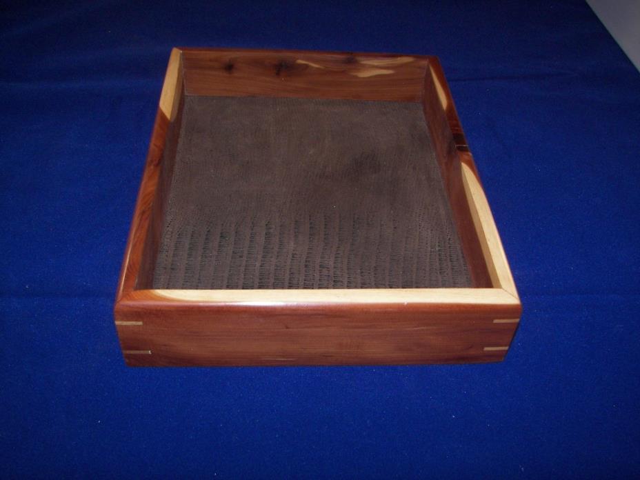 Wood Tray / Red Cedar Valet Tray /Desk Tray with Maple Splines [100_2593]