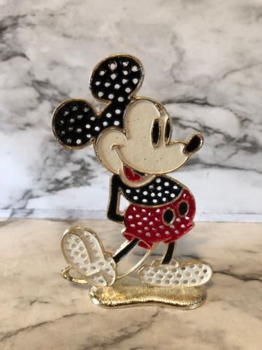Vintage Mickey Mouse Jewelry Earring Tree Display Holder Disney Gold Tone 5 3/8