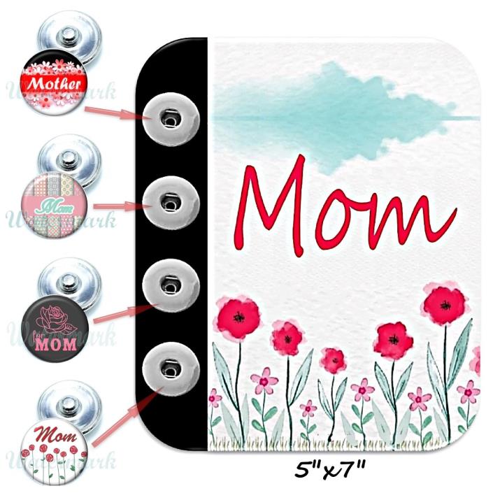 $5 OFF $10 ORDER- Painted Wood Snap Button Charm Holder + 4 Charms / Easel (1M)