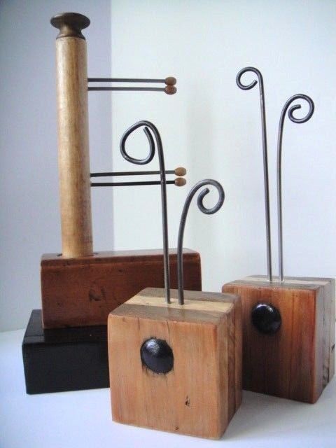 Jewelry Display Earring Stands, Salvage Wood & Metal ~ Unique Recycle pieces