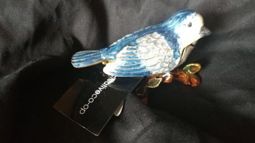 NWT Creative Co-Op Pewter Bird Jewelry Box- Blue Bird