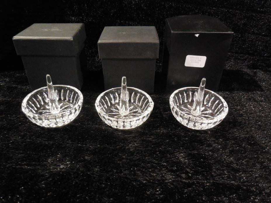 LOT OF 3 NEW OLEG CASSINI CUT CRYSTAL RING / EARRING HOLDERS WITH BOXES / PROMPT