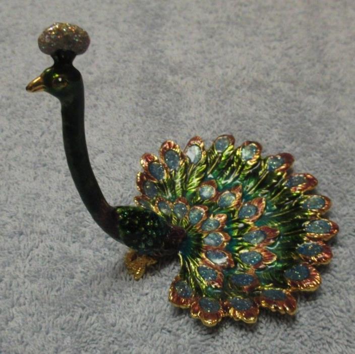 Peacock Enameled Pewter Ring/Jewelry Holder