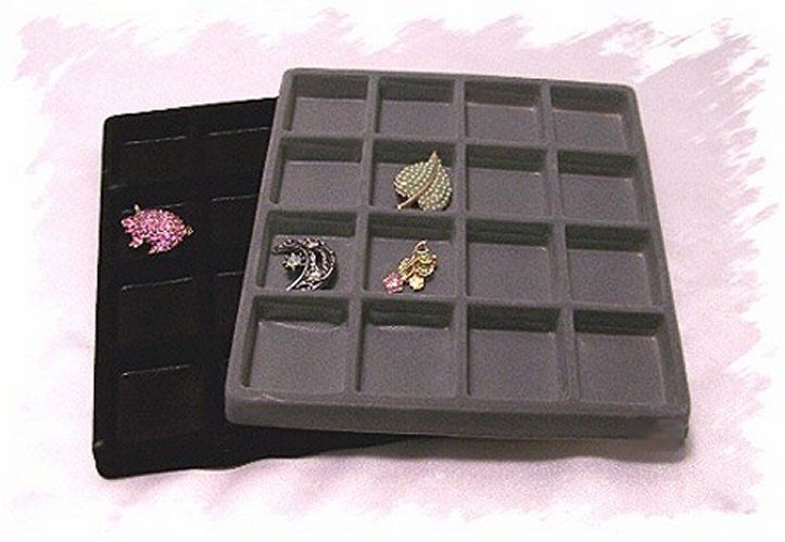 12 Half Size Insert Tray Liners 16 Slot Compartment Display Jewelry Case Box