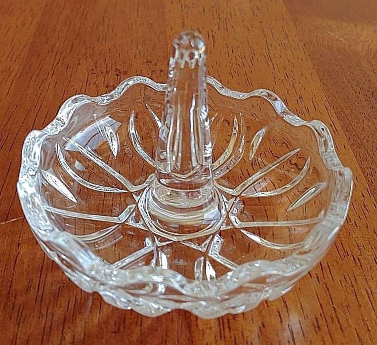 Vintage Glass Ring Holder With Trinket Tray